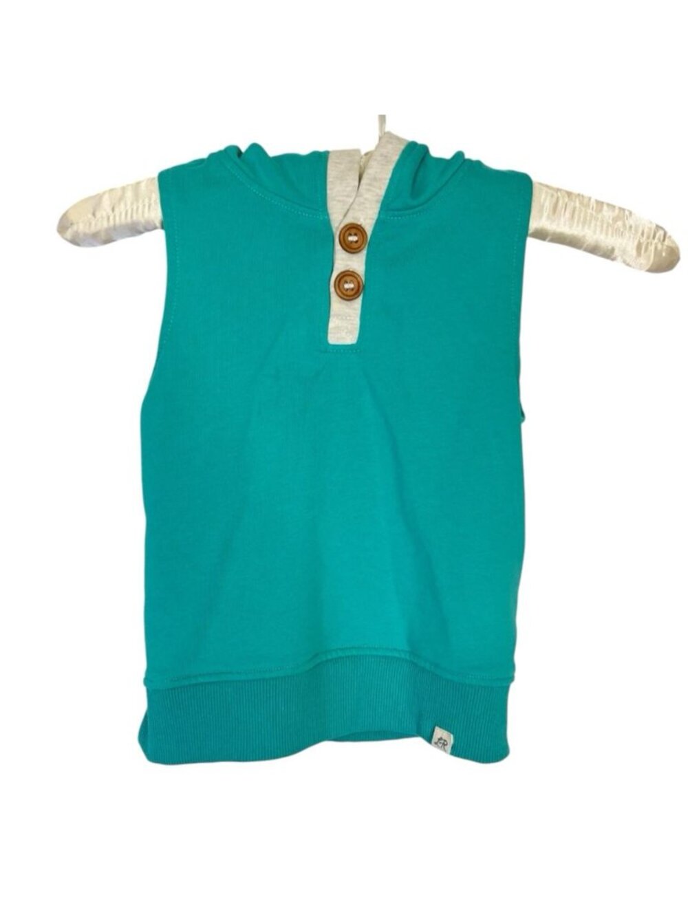 Little Road Co Sleeveless Hoodie Girls Sz 4Y 1/4 Button Aqua Sporty Boutique
